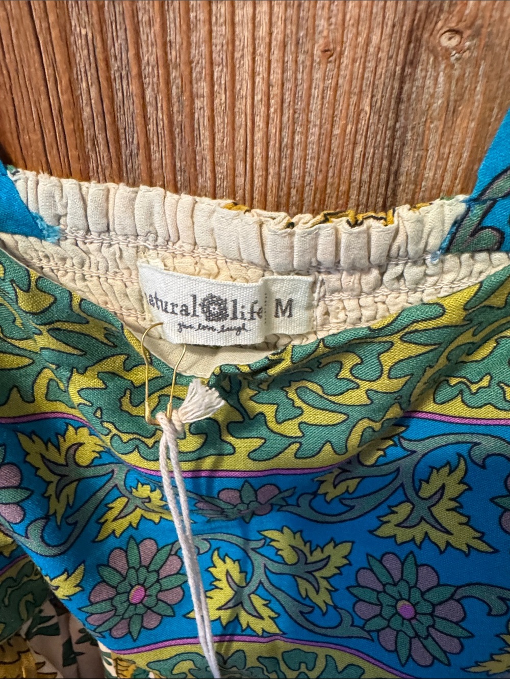 Natural Life Medium Blue, green, gold Floral Boho Sundress, New! - Picture 5 of 16